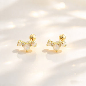 Opal Cluster Curved Ear Climber Stud Earrings - Perimade & Co.