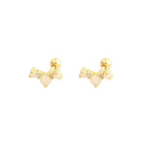 Opal Cluster Curved Ear Climber Stud Earrings - Perimade & Co.