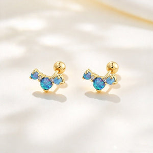 Opal Cluster Curved Ear Climber Stud Earrings - Perimade & Co.