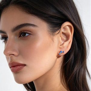 Opal Cluster Curved Ear Climber Stud Earrings - Perimade & Co.