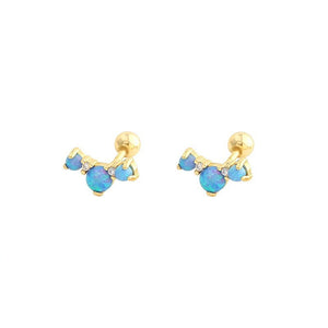 Opal Cluster Curved Ear Climber Stud Earrings - Perimade & Co.
