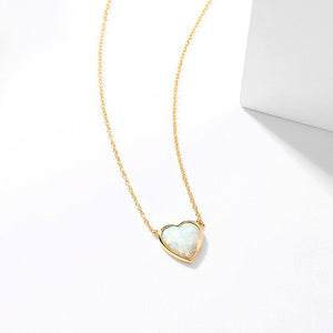 Opal Heart Pendant Layering Necklace - Perimade & Co.