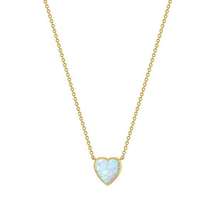 Opal Heart Pendant Layering Necklace - Perimade & Co.