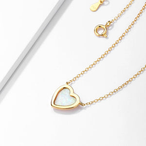 Opal Heart Pendant Layering Necklace - Perimade & Co.