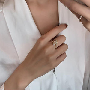 Opal Pink Tulip Flower Pearl Stacking Ring - Perimade & Co.