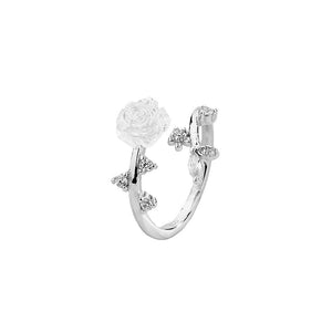 Opal Rose Flower Vine Leaf Adjustable Ring - Perimade & Co.