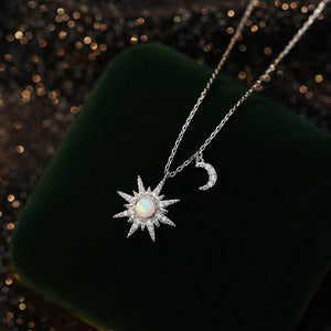 Opal Sun Moon Charm Pendant Necklace - Perimade & Co.