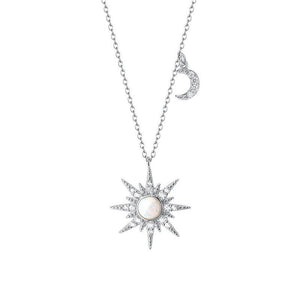Opal Sun Moon Charm Pendant Necklace - Perimade & Co.