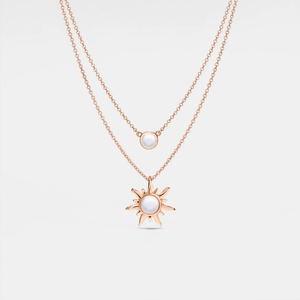 Opal Sun Moon Double Chain Necklace - Perimade & Co.
