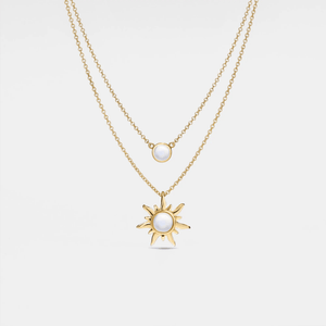 Opal Sun Moon Double Chain Necklace - Perimade & Co.