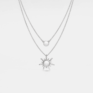 Opal Sun Moon Double Chain Necklace - Perimade & Co.