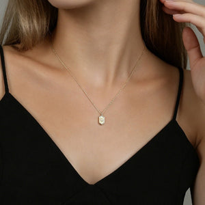 Opal Sunburst Rays Hexagon Charm Necklace - Perimade & Co.