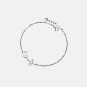 Opal Tulip Flower Charm Stacking Bracelet - Perimade & Co.