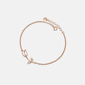 Opal Tulip Flower Charm Stacking Bracelet - Perimade & Co.