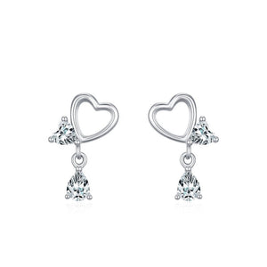 Openwork Heart Pear CZ Dangle Stud Earrings - Perimade & Co.