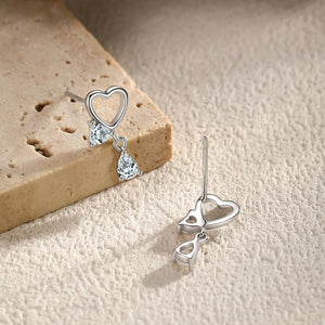 Openwork Heart Pear CZ Dangle Stud Earrings - Perimade & Co.