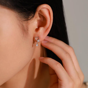 Openwork Heart Pear CZ Dangle Stud Earrings - Perimade & Co.
