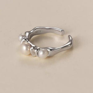 Organic Pearl Crumpled Band Adjustable Ring - Perimade & Co.
