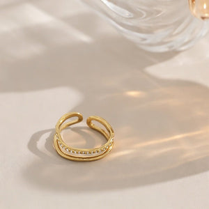 Organic Wave Double Layered Pave Open Ring - Perimade & Co.