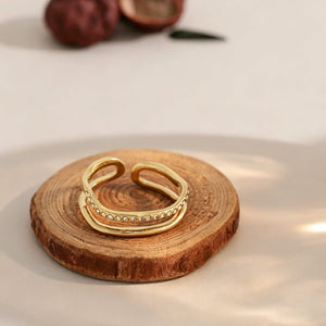 Organic Wave Double Layered Pave Open Ring - Perimade & Co.