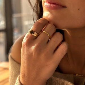 Organic Wavy Molten Band Two Open Ring Set - Perimade & Co.