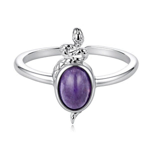 Oval Amethyst Cabochon Snake Stacking Ring - Perimade & Co.