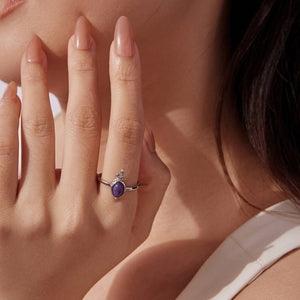 Oval Amethyst Cabochon Snake Stacking Ring - Perimade & Co.
