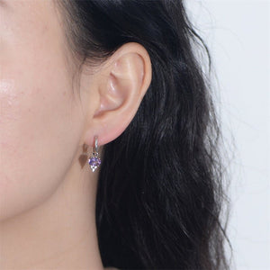 Oval Cut Amethyst Drop Hoop Earrings - Perimade & Co.