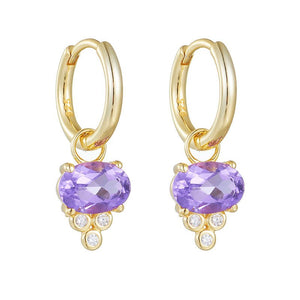 Oval Cut Amethyst Drop Hoop Earrings - Perimade & Co.
