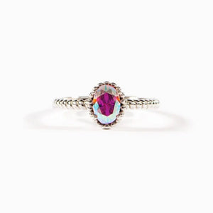 Oval-Cut Aurora Crystal Stackable Band Ring - Perimade & Co.