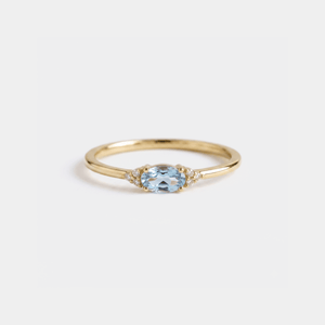 Oval - Cut Blue Stone Stacking Thin Band Ring - Perimade & Co.