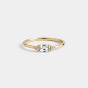 Oval - Cut Blue Stone Stacking Thin Band Ring - Perimade & Co.