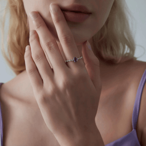 Oval Cut Natural Amethyst Stacking Ring - Perimade & Co.