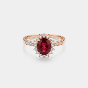 Oval - Cut Red Garnet Flower Statement Ring - Perimade & Co.
