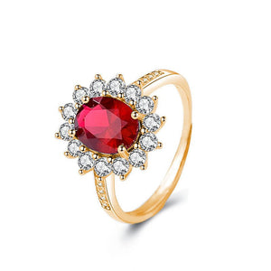 Oval - Cut Red Garnet Flower Statement Ring - Perimade & Co.