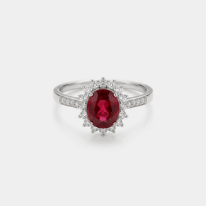 Oval - Cut Red Garnet Flower Statement Ring - Perimade & Co.