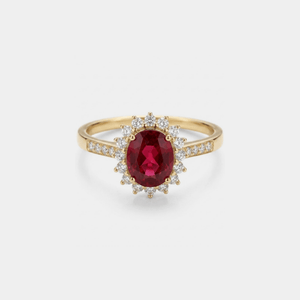Oval - Cut Red Garnet Flower Statement Ring - Perimade & Co.