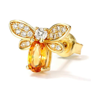 Oval - Cut Topaz Bee Statement Stud Earrings - Perimade & Co.