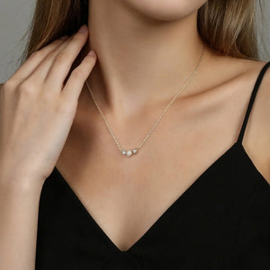 Oval CZ Sunburst Opal Smile Charm Necklace - Perimade & Co.