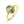 Gold ring with a green stone on a white background