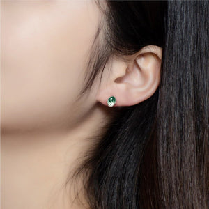 Oval Moss Agate Cabochon Stud Earrings - Perimade & Co.
