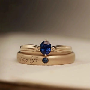 Oval Sapphire Couple Matching Stackable Ring - Perimade & Co.