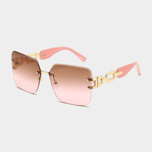 Oversize Rimless Gold Chain Square Sunglasses - Perimade & Co.