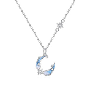 Pastel Enamel Galaxy Moon Pendant Necklace - Perimade & Co.