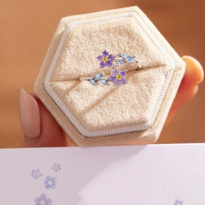 Pastel Floral Forget Me Not Open Bypass Ring - Perimade & Co.