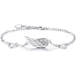 Pave Angel Wing Heart Charm Chain Bracelet - Perimade & Co.
