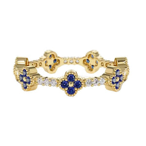 Pave Blue Four-Leaf Clover Eternity Band Ring - Perimade & Co.