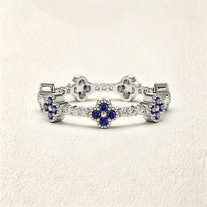 Pave Blue Four-Leaf Clover Eternity Band Ring - Perimade & Co.