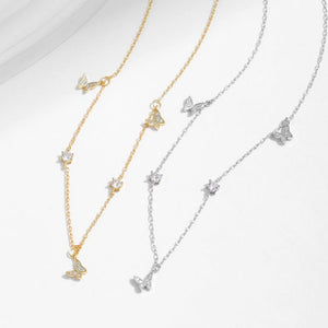 Pave CZ Butterfly Star Station Chain Necklace - Perimade & Co.