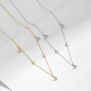 Pave CZ Butterfly Star Station Chain Necklace - Perimade & Co.